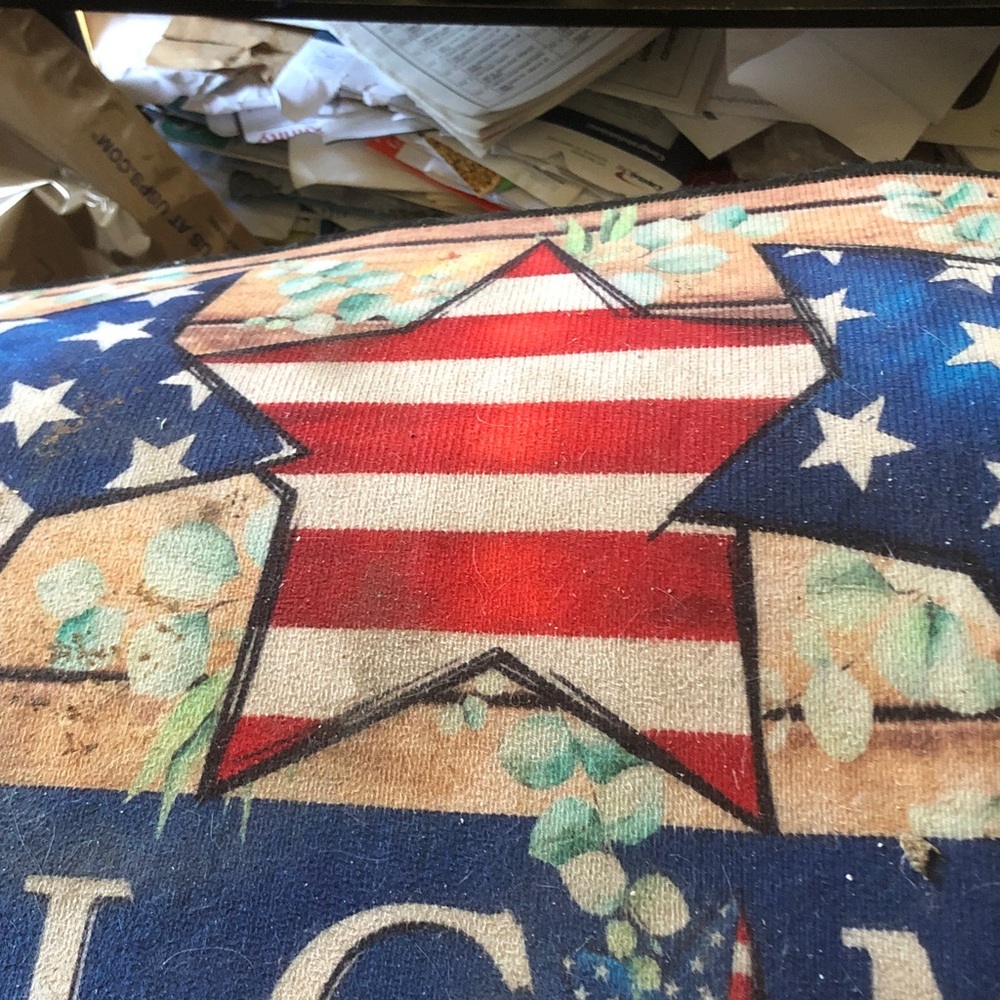 Patriotic Star Graphic  - Red, White & Blue door mat
